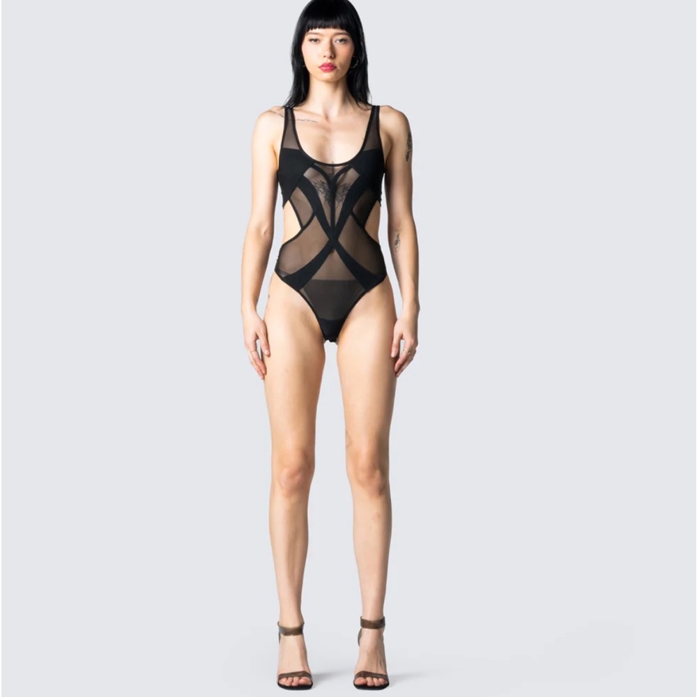 Finesse Yuna Black Mesh Bodysuit